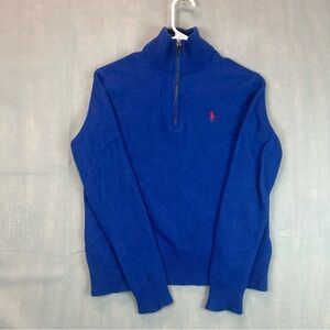 Polo Ralph Lauren 1/4 Zip Sweater Royal Blue Embroidered Pony Logo Men's Size M
